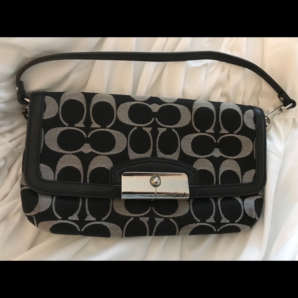 Coach Signature Clutch/Wristlet - Black/Grey